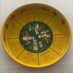 Vintage Masonware Joe Carpenter Metal Round Tray Serving Tray with bbq design